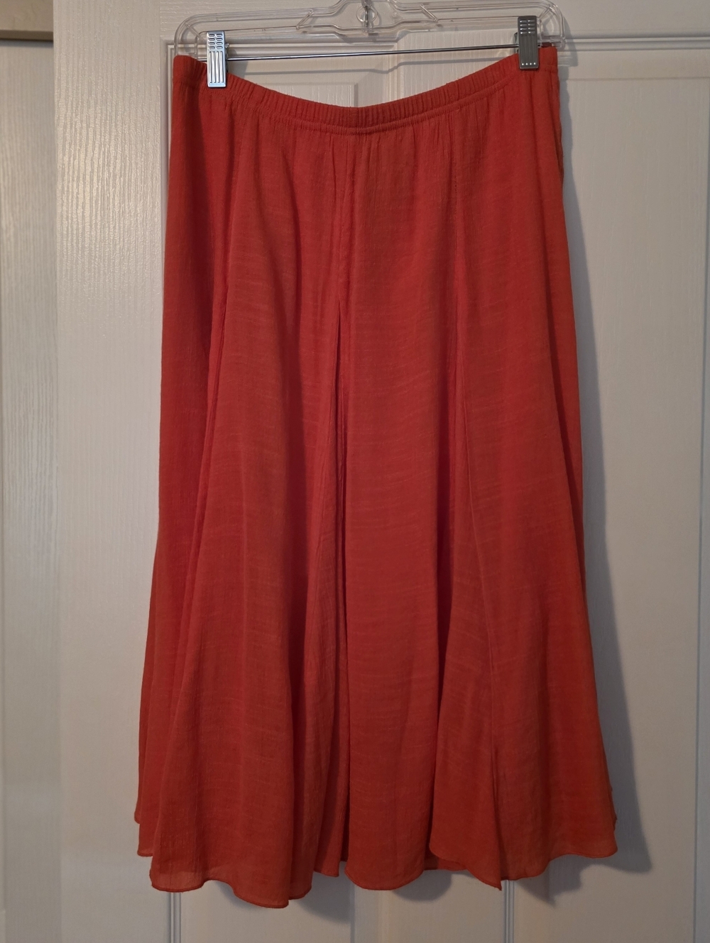 Zac &Rachel Flowy Deep Orange Midi Skirt Elastic Waist Sz M